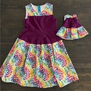 Handmade girls dress and matching dress for American Girl doll